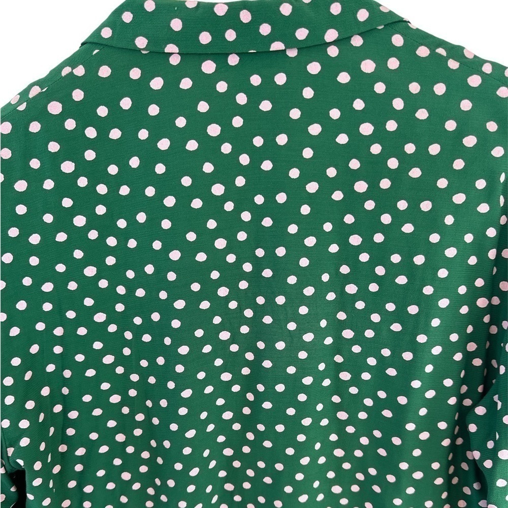 TopShop Kelly Green & Pink Polkadot Button Front Top - Picture 9 of 11